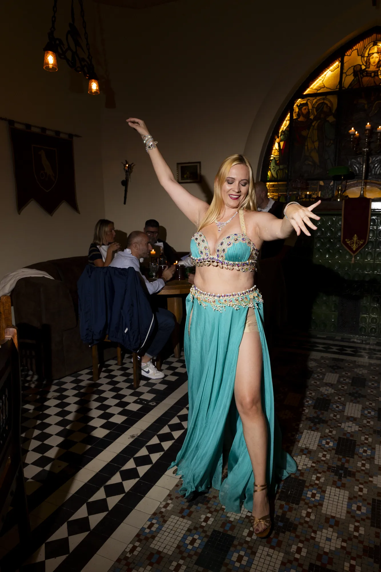 Belly dancer performing during the dinner show at Apostolok